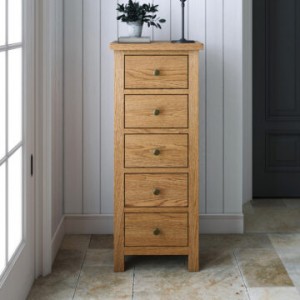 PPS Oak : Tủ Gỗ Sồi 05 Ngăn Kéo Đứng